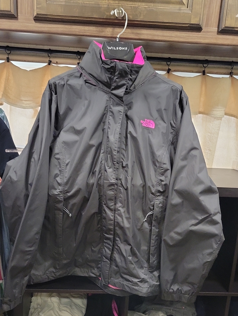 The North Face Black Jacket with Pink Lining and Logo
